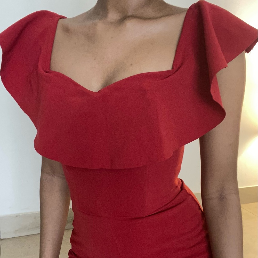 H&M Red jumpsuit corseted with lined boning - Picture 2 of 5
